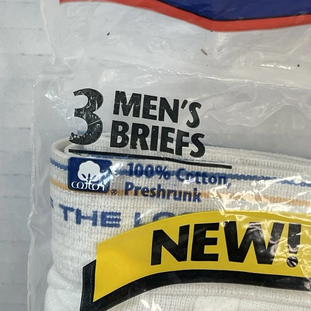 New Fruit Of The Loom Mens XL  42-44 White Brief Underwear 3 Pack 1996